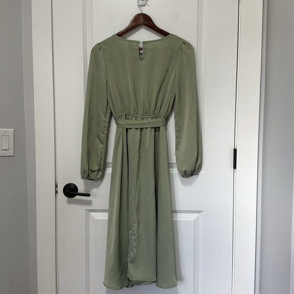 Shein Women’s Midi Sage Long Sleeve Round Neck Dress size XS 2 - Picture 5 of 6